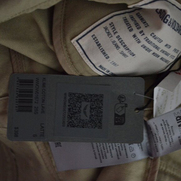NWT $398 Sz S Zadig & Voltaire Latte Klimi Washed Cotton Lave Jacket - Picture 7 of 7